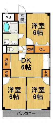 第2吉住マンション(3DK/3階)の間取り写真
