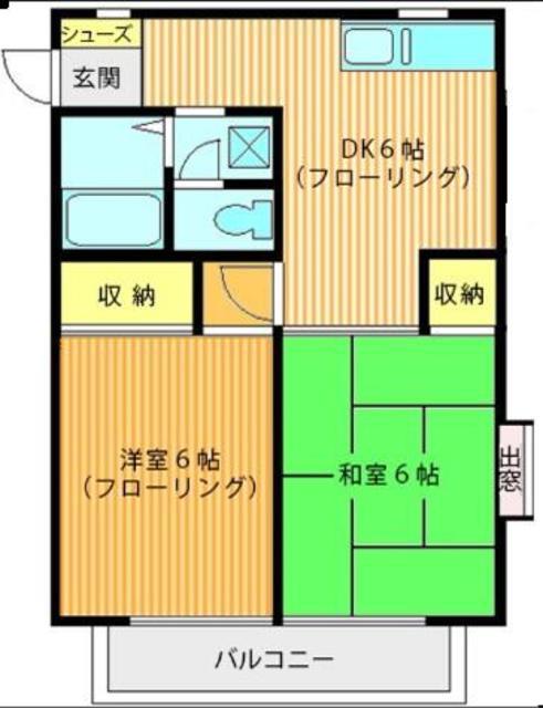 バードハイツ第二(2DK/1階)の間取り写真