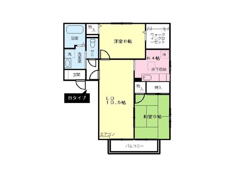 ラルシェF(2LDK/1階)の間取り写真