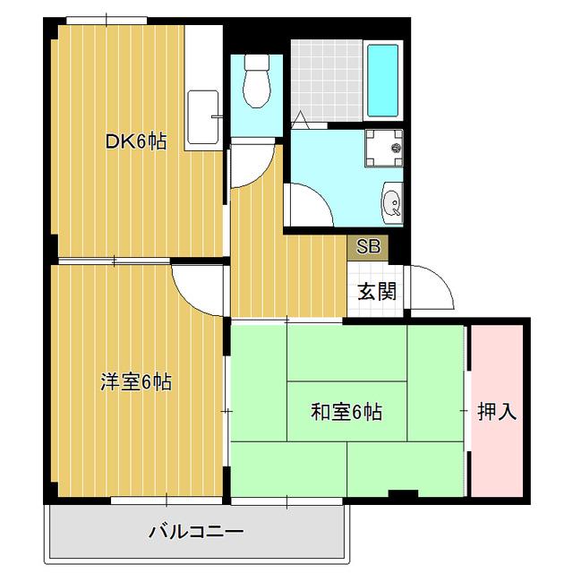 ハイツフローレン(2DK/2階)の間取り写真