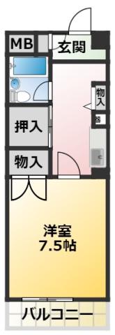 鬼頭小碓ビル(1K/4階)の間取り写真