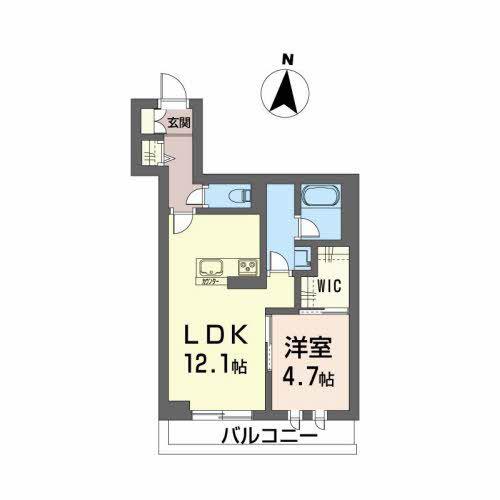 ラ プリエ(1LDK/1階)の間取り写真