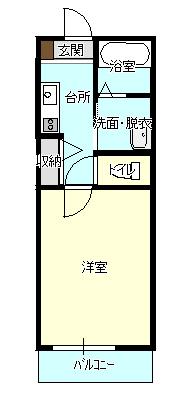 ボヌール川越(1K/1階)の間取り写真