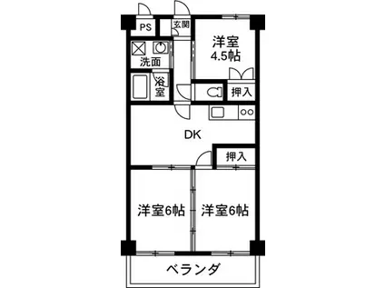 秀和レジデンス(3DK/2階)の間取り写真