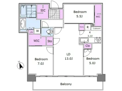 GLOBAL FRONT TOWER(3LDK/33階)の間取り写真