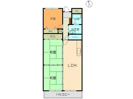 松嶌マンション西緑丘(3LDK/6階)の間取り写真