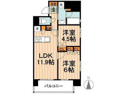 コンフォリア秋葉原イースト(2LDK/5階)の間取り写真