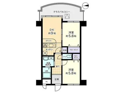 信開ダイナスティ黒瀬(2LDK/8階)の間取り写真