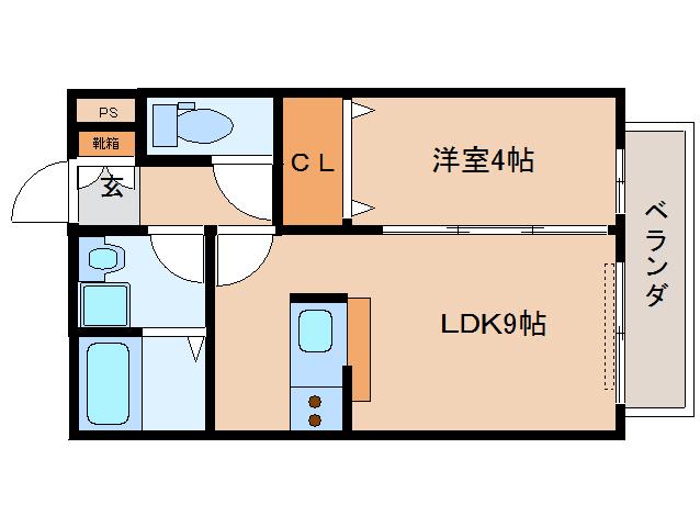 チエーログランデ(1LDK/2階)の間取り写真