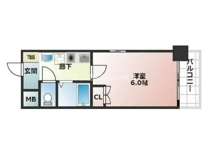 ラナップスクエア大手前(1K/2階)の間取り写真