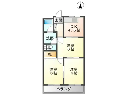 シャトータウン88(3K/3階)の間取り写真