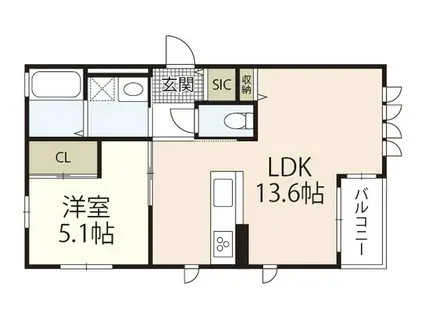 セントラル古江II(1LDK/1階)の間取り写真