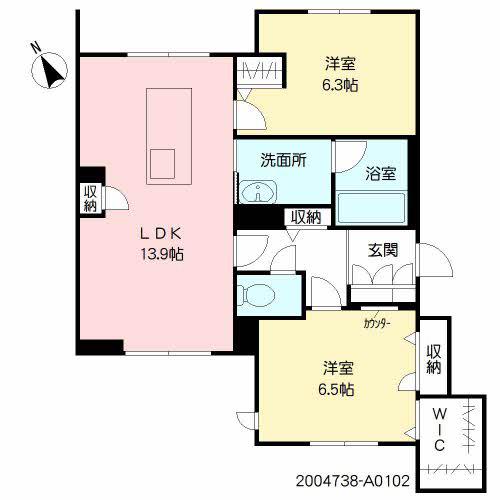 シャーメゾン錦(2LDK/1階)の間取り写真