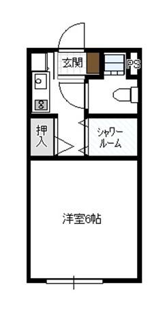 ハイツ城山(ワンルーム/2階)の間取り写真