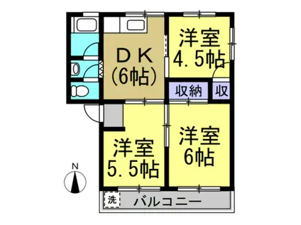 ハイツ大村 西館(3DK/2階)の間取り写真