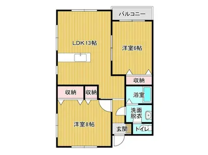 オークマンション菰田(2LDK/1階)の間取り写真