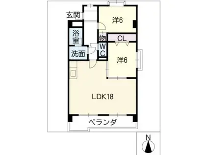 学戸スカイマンション(2LDK/6階)の間取り写真