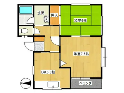 パールハウス紫竹(2DK/2階)の間取り写真