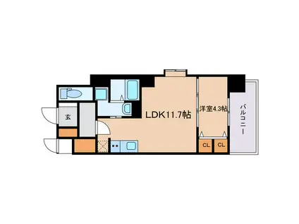 LAGRACE福島II(1LDK/5階)の間取り写真