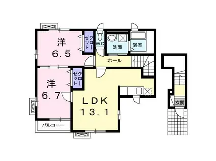 サニ-ブライト Y・S(2LDK/2階)の間取り写真