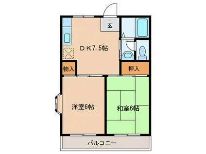 貴藤フラワーマンション(2DK/2階)の間取り写真