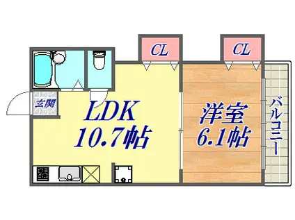 シルフィード・ドゥ・永沢(1LDK/4階)の間取り写真