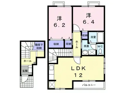 エスポワールHATA I(2LDK/2階)の間取り写真