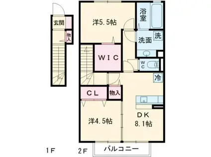 リッチロータス弐番館(2DK/2階)の間取り写真