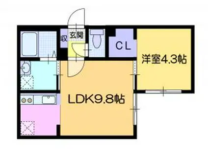 ディモーラN12(1LDK/2階)の間取り写真