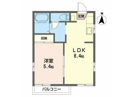 ハウスグリーンヒルC棟(1LDK/2階)の間取り写真