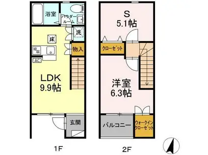 アンジュエール A(1SLDK/1階)の間取り写真