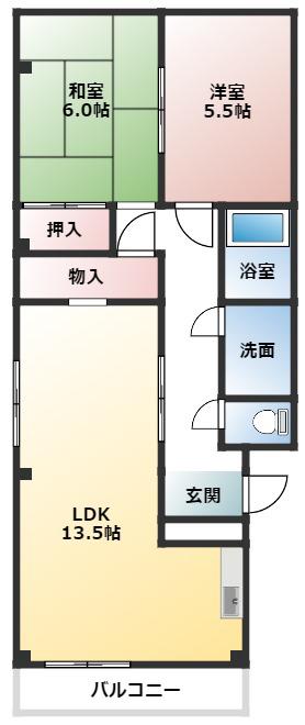 ルミエールF(2LDK/3階)の間取り写真