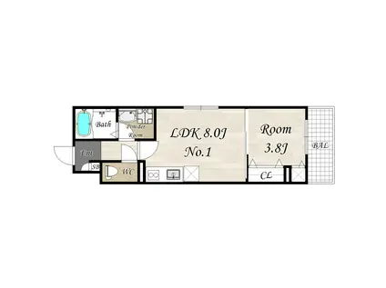 AVANTIO NAGAIKOENMINAMI(1LDK/3階)の間取り写真