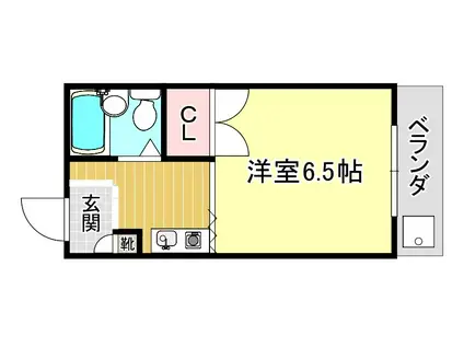 メゾンサンフル箕面(1K/3階)の間取り写真