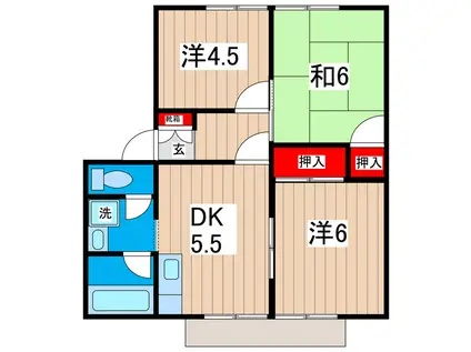 メゾンしずか I(3DK/1階)の間取り写真