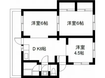山春ビル霧島(3DK/4階)の間取り写真