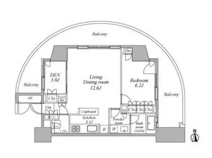 レジディア芝浦海岸(2LDK/4階)の間取り写真