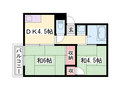 高丘ハイツ(2DK/2階)の間取り写真