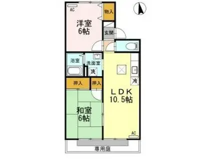 セレーノ岡本A棟(2LDK/1階)の間取り写真