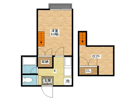 シャトル昭和(1SK/2階)の間取り写真