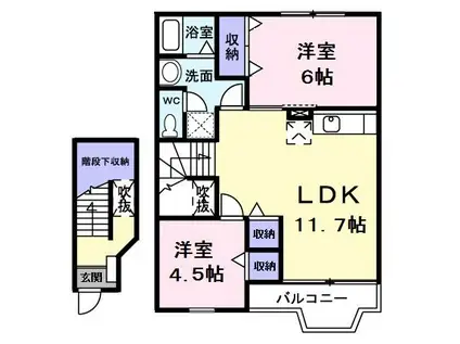 リバ-Nハイツ(2LDK/2階)の間取り写真