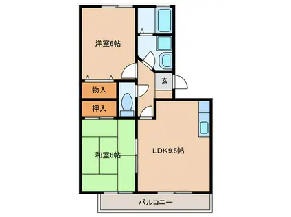 ピースフルゆうII(2LDK/2階)の間取り写真