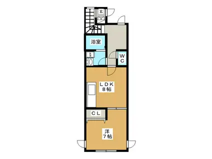 ヒルズ三内(1LDK/2階)の間取り写真