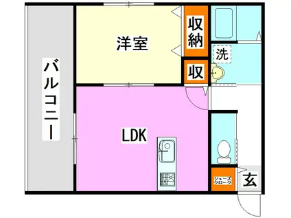 レミエ潤野W(1LDK/1階)の間取り写真