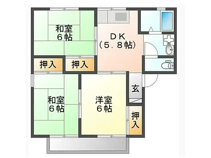 セジュール平川B(3DK/1階)の間取り写真