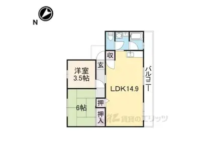 金ヶ森ハイツ(2LDK/2階)の間取り写真