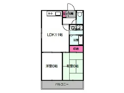 タウンコート鎮西(2LDK/2階)の間取り写真