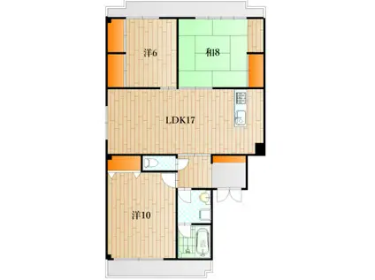 ペアシティ下関(3LDK/3階)の間取り写真