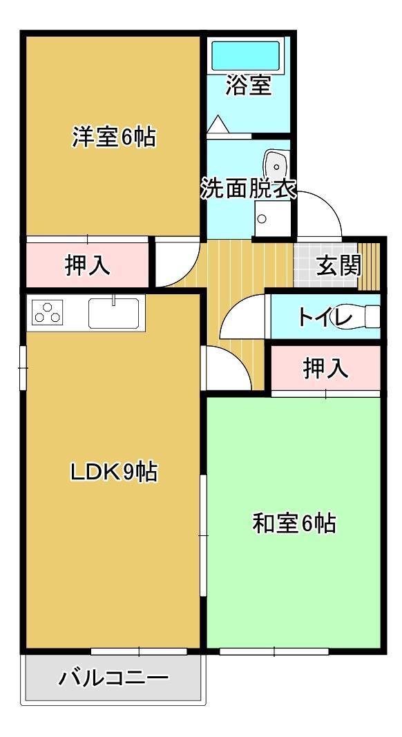 コートパル(2LDK/2階)の間取り写真