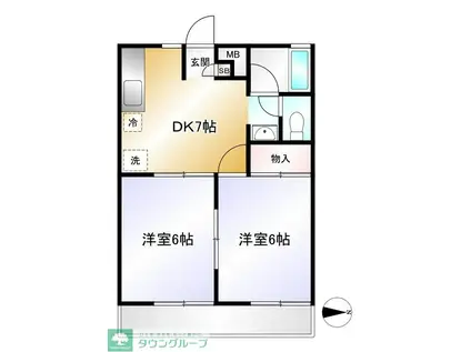 ヴィラ・グリーングラス(2DK/2階)の間取り写真